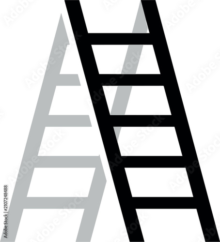 Stepladder icon black silhouette step ladder with shadow or duplicate layer minimalist construction tool symbol isolated on white background vector illustration