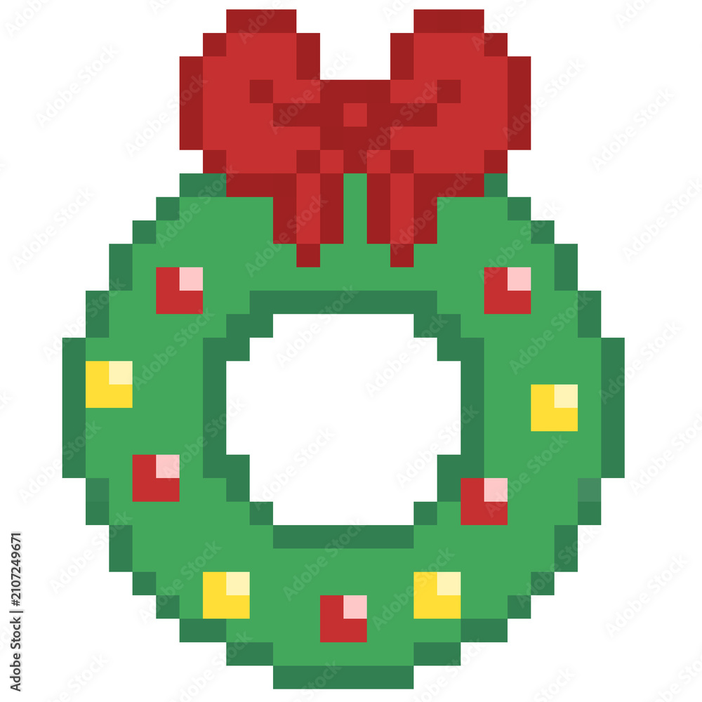 Fototapeta premium Christmas wreath pixel Illustration