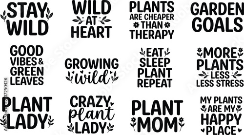 Obraz na plátne Botanical typography collection inspirational quotes for plant lovers and garden