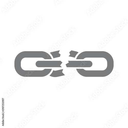 Cuadro en lienzo Broken chain link icon representing disconnection, failure, or a weak connection