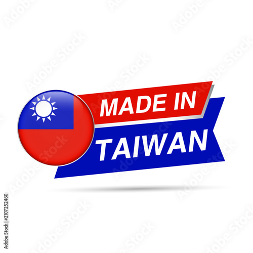 Made in Taiwan Label with Taiwan Flag Vector Badge