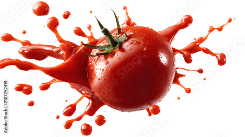 Tomato sauce splatter isolated on a white background