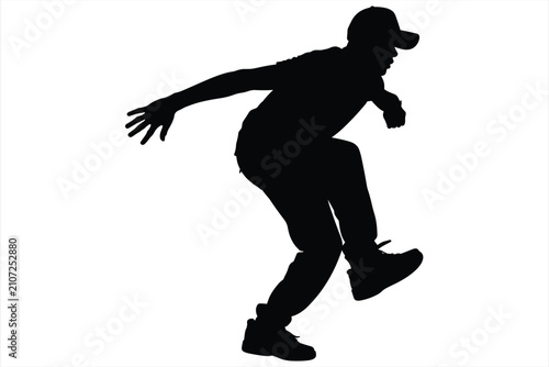 Cuadro en lienzo Silhouette of a male breakdancer in... d