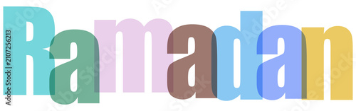 Ramadan colorful text with different shades and tones