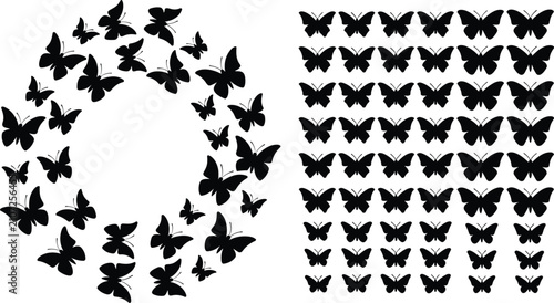 Foto Two arrangements of black butterfly... d