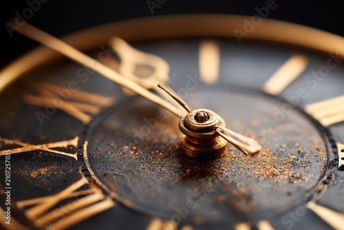Antique clock face in warm light