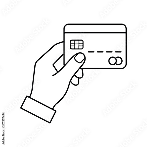 Hand Holding Credit Card Line Art Icon