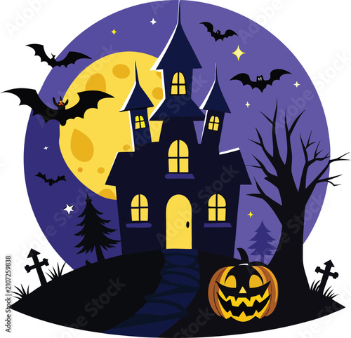 Halloween night themed illustration an additional vector illustration