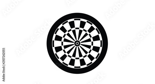 Obraz na płótnie Black silhouette of a dartboard with alternating segments against a white backgr