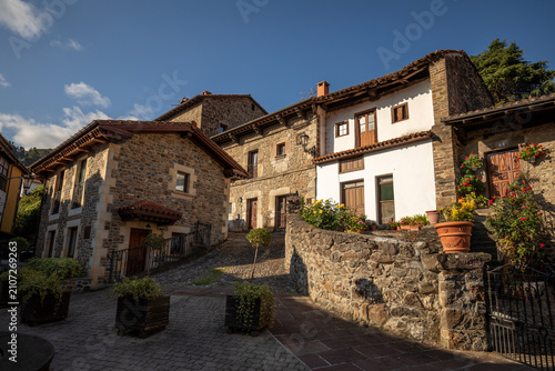 Views of picturesque corners of the historic centre of Potes, Cantabria, Spain