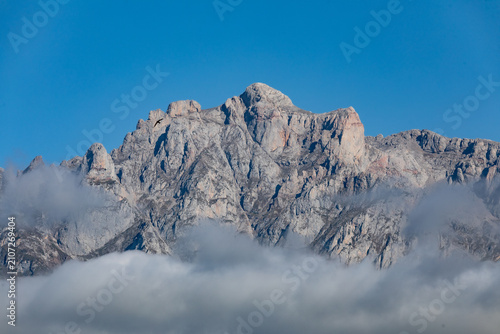 Bild auf Leinwand View of the Picos de Europa National Park with Potes at its foot (Cantabria, Spa