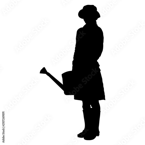 Gardener Silhouette Collection Vector with Gardening Activities