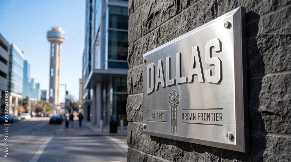 Obraz premium Dallas Urban Frontier Street Sign Downtown