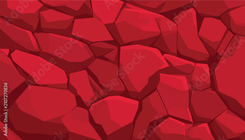 Foto Vector flat red rock texture, stylized stone surface backdrop for graphic design, geometric mosaic pattern, abstract cracked earth background, vibrant scarlet boulder landscape for banner