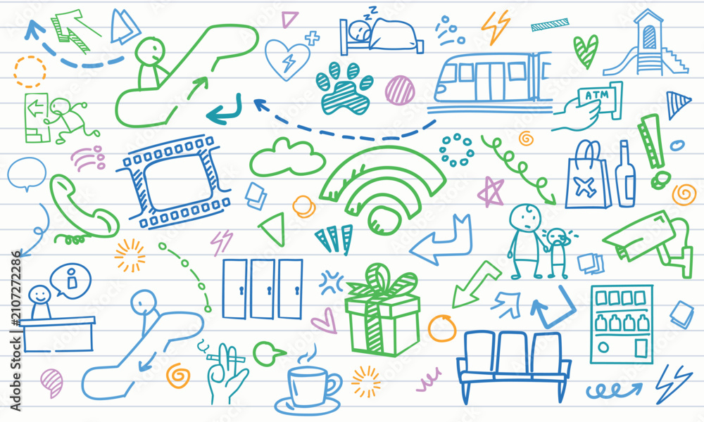 Fototapeta premium Horizontal Lined Paper Connectivity and Leisure Pattern