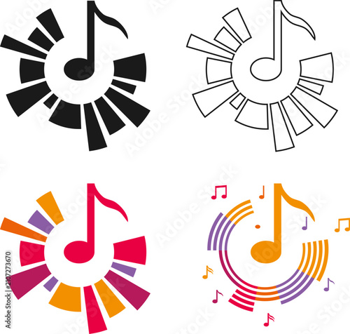 Music note icon set vector sound wave equalizer logos isolated on white background digital