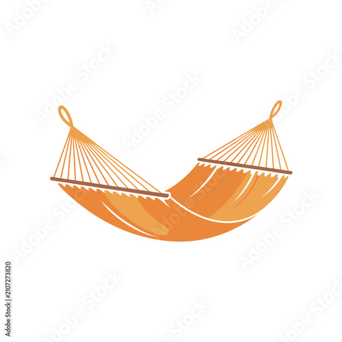 Bilde på lerret Isolated orange and yellow striped hammock with wooden spreader bars, designed f