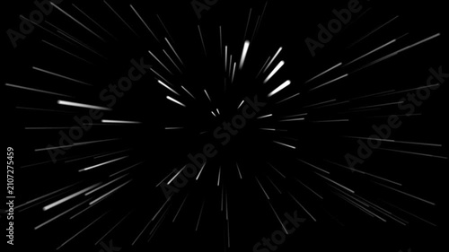 Hyperspace warp speed effect, abstract light trails tunnel, fast motion background