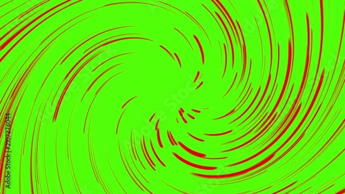 Red spiral speed lines animation on green screen, manga style action effect anime motion
