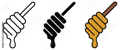 Cuadro en lienzo Honey Stick Spoon Icon Illustration for Natural Sweetener Organic Food and Beeke