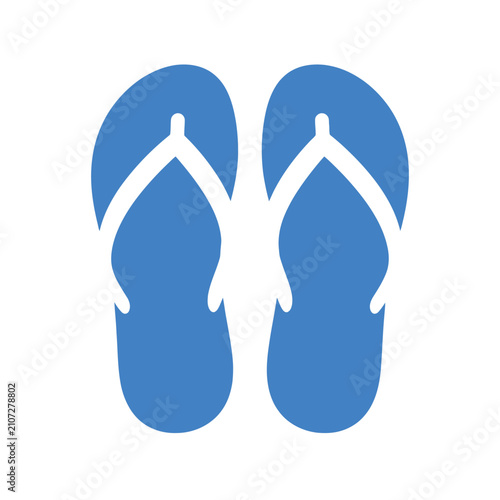 Tablou pe pânză Pair of blue flip-flop sandals, simple flat icon for beachwear and summer vacati