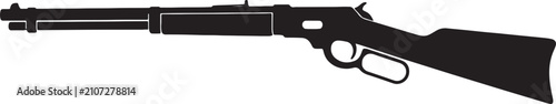 фотографія Western lever action rifle silhouette icon isolated on transparent background for historic cowboy imagery