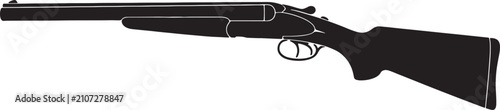 Classic double barrel shotgun silhouette icon isolated on transparent background for vintage hunting graphic.