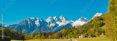 Alpine spring view with the Loferer Steinberge mountains near Reith, Unken, Pinzgau, Zell am See, Salzburg, Austria