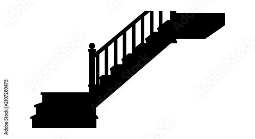 Staircase Silhouette Against White Background Architectural Design Element