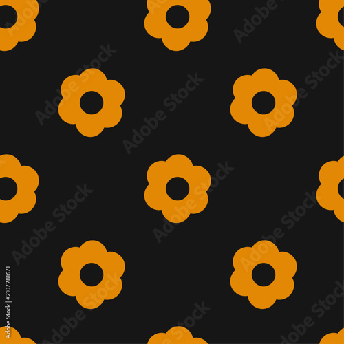 A seamless pattern with yellow flowers. A simple black and yellow floral background