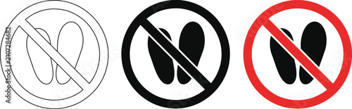 No shoe or barefoot access forbidden sign vector illustration.