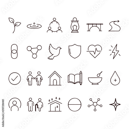 Essential Outline Icons Set On White Background