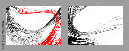 Strokes of black and red paint on a white background. Set of two templates. Graffiti element. Design template for the design of banners, posters, booklets, covers, magazines. EPS 10