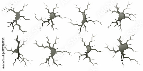Photos Collection of crack and fissure effects 3d vector illustration on white backgrou