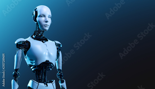 Cuadro en lienzo Futuristic Cyborg Robot Representing Advanced Artificial Intelligence Technology