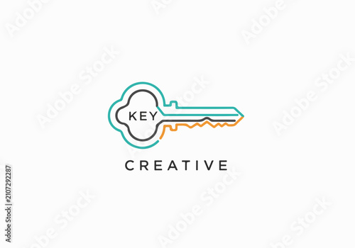 Creative Key Logo Concepts with Geometric Design Elements