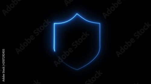 Shield Icon with Cyber Security Protection Symbol, Data Privacy Guard Concept, and Futuristic Cyberpunk Network Safety Tech Graphic on Black Background..