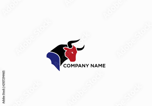 Creative Bull Logo With Abstract Energy Wave Elements