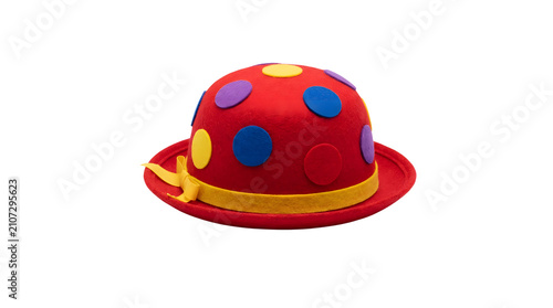 Clown hat red with yellow and dots