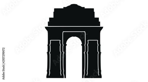 India Gate Silhouette Icon - Delhi Landmark Vector Graphic