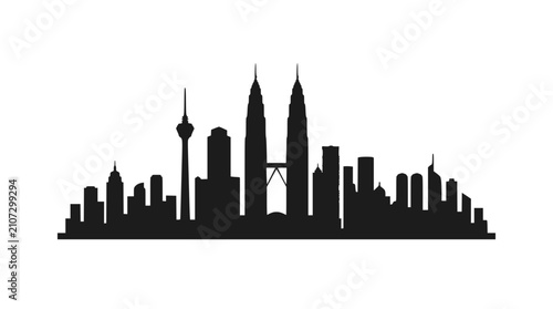 Kuala Lumpur Skyline Silhouette - Iconic Petronas Towers and Cityscape