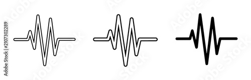 Foto Sound wave icons, audio signal graphics, and waveform designs for music and tech