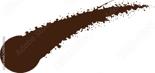 Фотография Brown paint splatter streaking across white background with isolated circular bl