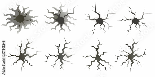 Fotografía Cracked surface effects collection vector illustration with varying shades and d