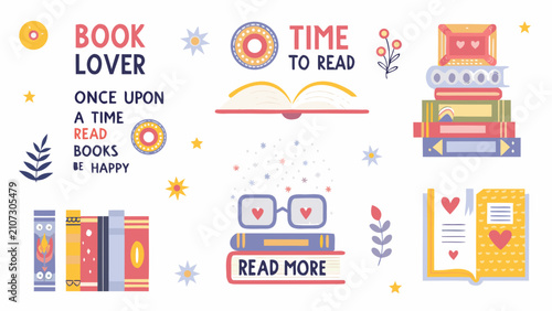 Foto Floral ornament and book graphics in a colorful vector illustration style