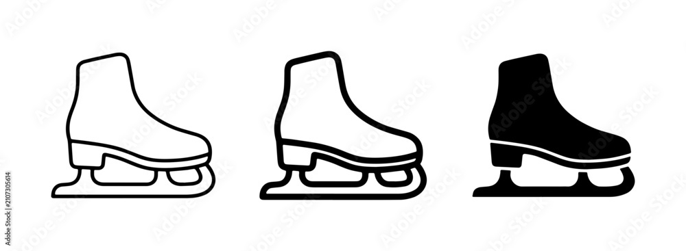 Fototapeta premium Figure Skates Icons Set: Ice Skating Equipment Vector Graphics for Winter Sports and Performance