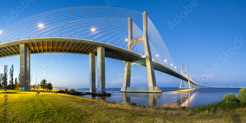 Bild auf Leinwand Europe's longest bridge Ponte Vasco da Gama cable-stayed bridge over Tagus River