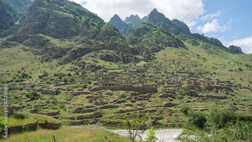 Upper Balkaria. Ruins of an old mountain village