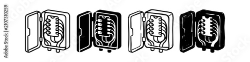 Quadro su tela Vector icon set of open electrical junction boxes with wiring