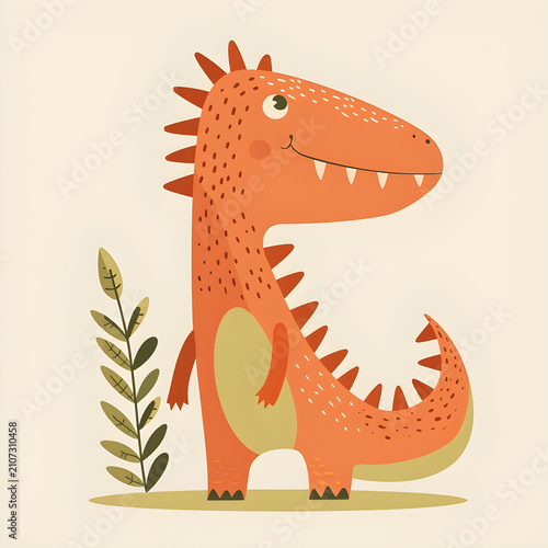 Cute Cartoon Dinosaur Character with Pastel Colors Isolated on White Background for Kids Design